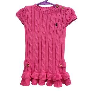 Ralph Lauren Pink Cable Knit Sweater Dress Size 12 months